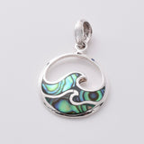 P1152 - 925 silver abalone wave disc  pendant