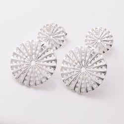 S915 - 925 silver double round shield stud earrings