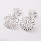 S915 - 925 silver double round shield stud earrings