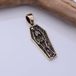 P1325 - Bronze coffin skull  pendant