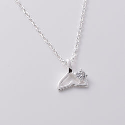 P1019 - 925 silver tiny whale tail necklace