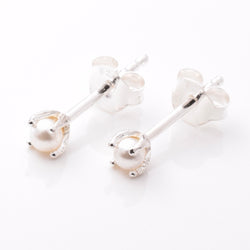 S999 - 925 silver Imm pearl crown setting stud earrings