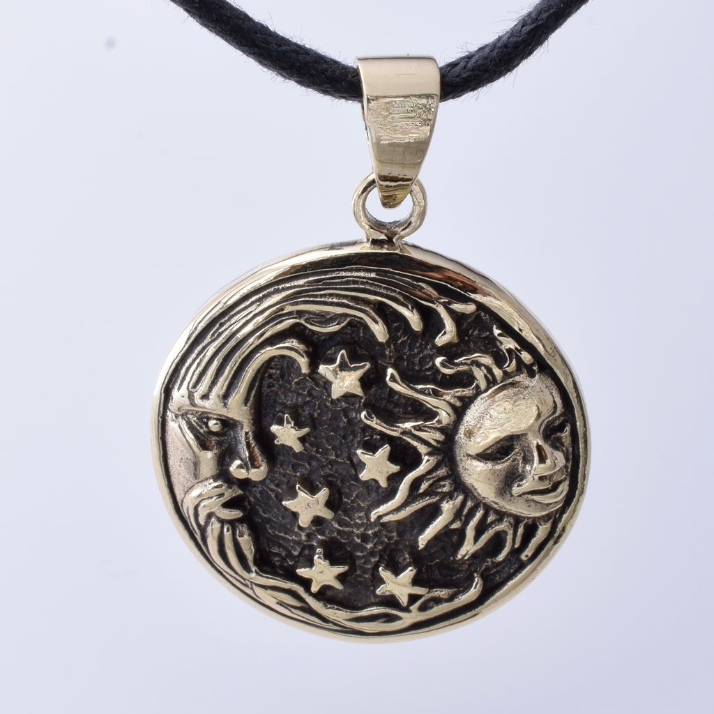 P1293 - Solid bronze Celestial circle pendant