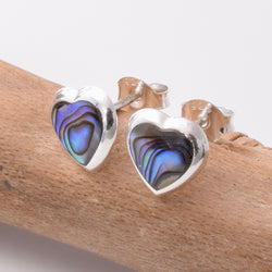 S789 - 925 silver 8mm abalone heart stud earrings