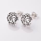 S925 - 925 silver flower sphere stud earrings