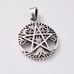 P996 - 925 silver pentagram tree pendant