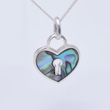 P1250- 925 silver abalone heart keyhole pendant