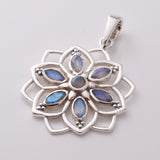 P1109 - 925 silver labradorite mandala pendant