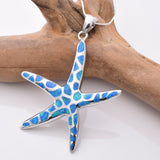 P1071 - 925 silver imm opal large starfish pendant