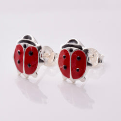 S872 - 925 silver ladybug stud earrings