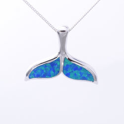 P1312 - 925 silver Imm blue opal whale tail pendant