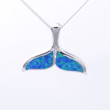 P1312 - 925 silver Imm blue opal whale tail pendant