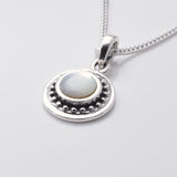 P1269 - 925 round MOP silver pendant