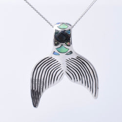 P1283 - 925 silver and abalone mermaid tail pendant