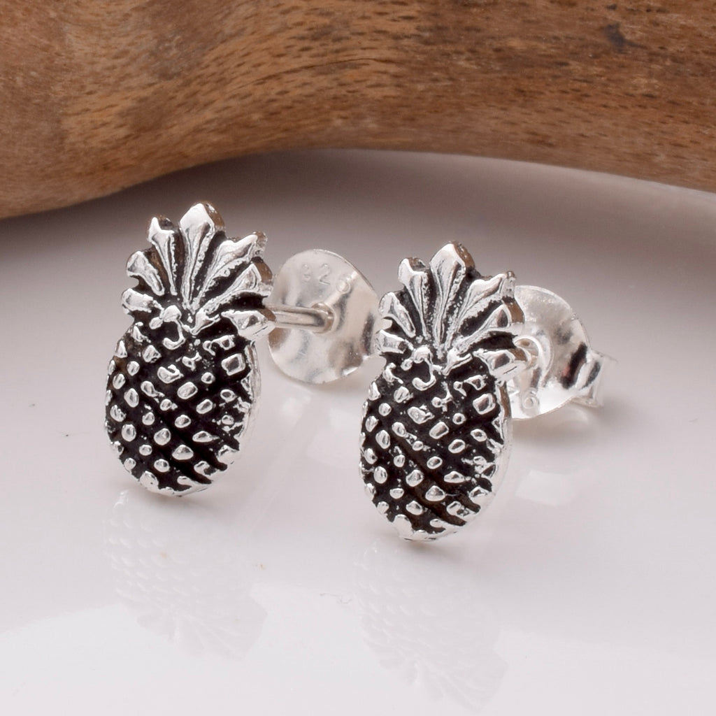 Silver pineapple earrings hotsell