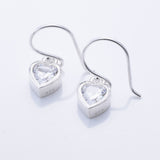 E910 - 925 silver & CZ heart drop earrings