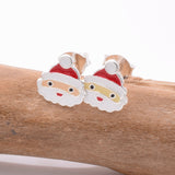 S965 - 925 silver enamel santa claus stud earrings