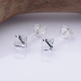 S1055 - 925 silver clear cube stud earrings