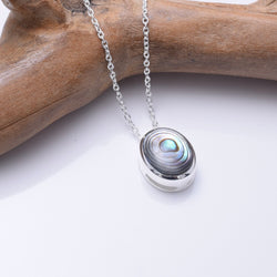 P1352 - 925 silver abalone oval necklace