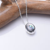 P1352 - 925 silver abalone oval necklace