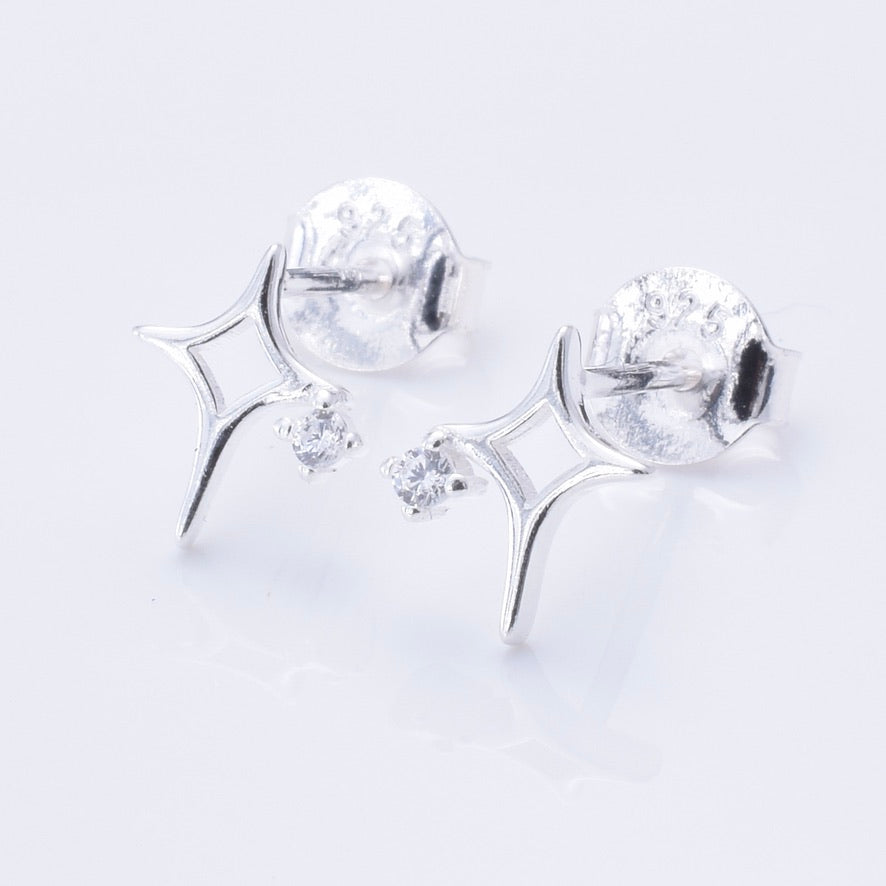 S1025 - 925 silver & CZ North Star stud earrings