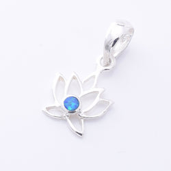 P1314 - 925 silver Imm blue opal lotus flower pendant