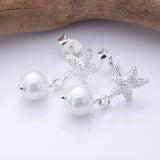 S1049 - 925 silver Imm pearl and starfish stud earrings