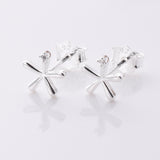 S1038 - 925 silver flower with CZ stone stud earrings