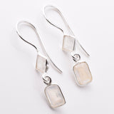 E909 - 925 silver moonstone facet rectangle earrings