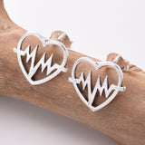 S801 - 925 silver Heart shape heartbeat stud earrings