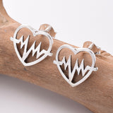 S801 - 925 silver Heart shape heartbeat stud earrings