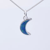 P1261 - 925 silver blue opal crescent moon pendant