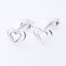 S1072 - 925 silver double heart stud earrings