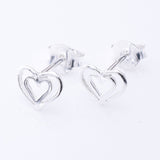S1072 - 925 silver double heart stud earrings