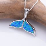 P1312 - 925 silver Imm blue opal whale tail pendant