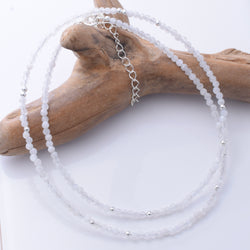 N011 - 925 silver and 2mm moonstone faceted necklace