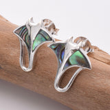 S870 - 925 silver manta ray abalone stud earrings