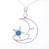 P1315 - 925 silver Imm opal crescent moon pendant