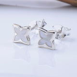 S1039 - 925 silver four pointed star stud earrings