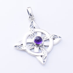 P1346 - 925 silver  witches knot amethyst pendant