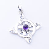 P1346 - 925 silver  witches knot amethyst pendant