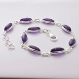 B040 - 925 silver and amethyst marquis cab bracele