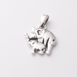 P549 - SALE - Silver elephant and calf pendant