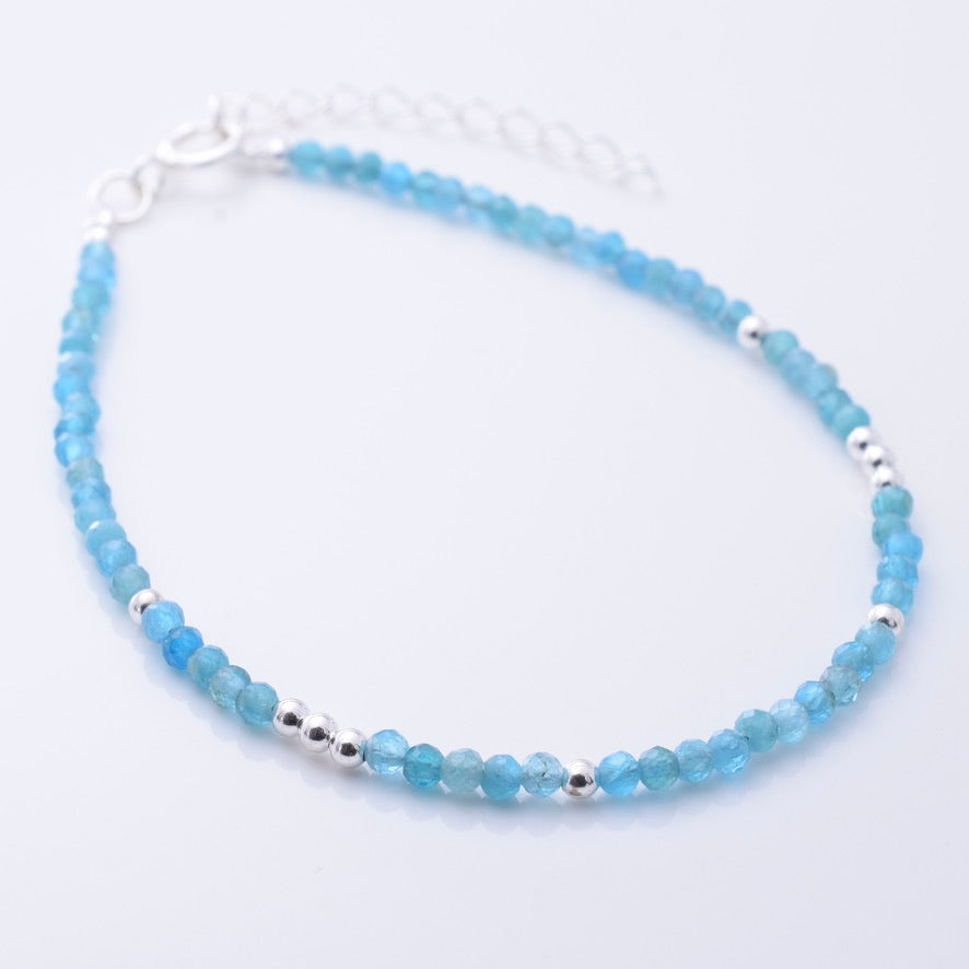 B079 - 925 silver apatite 2mm faceted bracelet