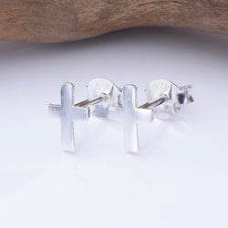 S1046 - 925 silver tiny cross stud earrings