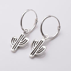 E822 - 925 silver cactus hoop earrings