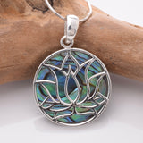 P982 - 925 silver and abalone lotus flower pendant