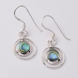 E790 - 925 silver abalone disc and hoop earrings