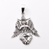 P1204 - 925 silver baphomet open wings pendant
