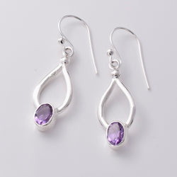 E803 - 925 silver amethyst teardrop earrings
